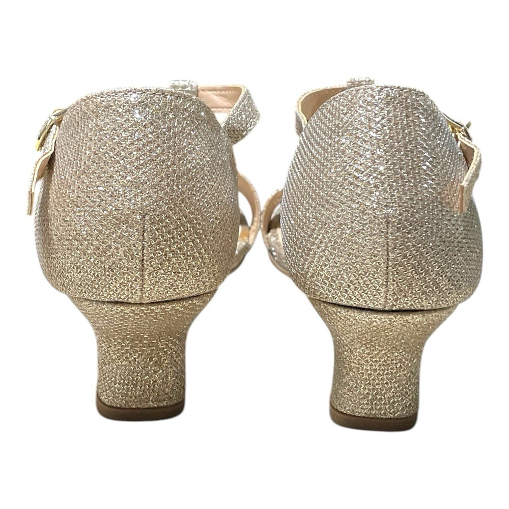 Soda Girls 5M Sloan Rhinestone Dress Heels Open Toe Adjustable Buckle Strap Gold - Picture 7 of 13